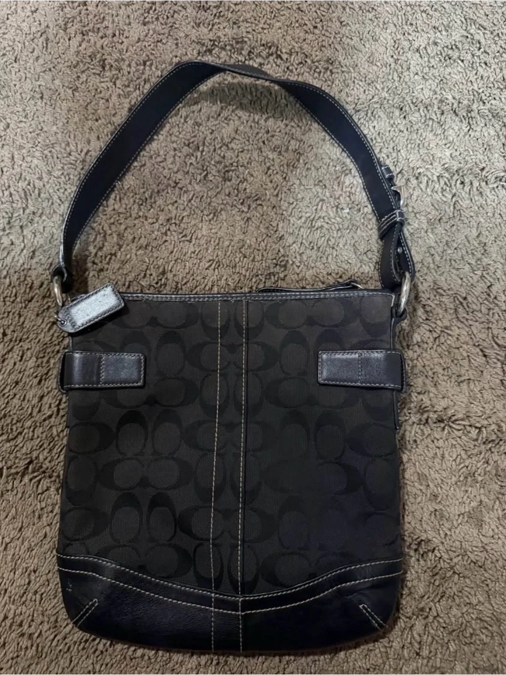 Coach Dark Brown and Black Signature Canvas Messenger